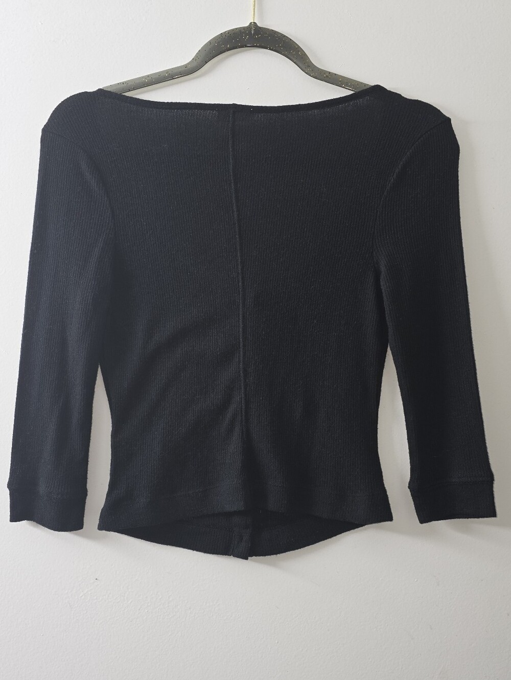 Intimately Free People Black Button Front Lightweight Ribbed Knit Top Size XS - Picture 3 of 3